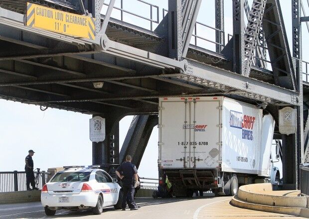 Truck hits Government Bridge